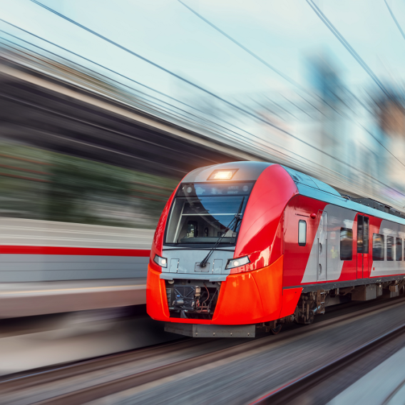 Red high speed train